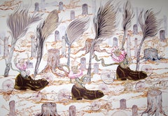 Pintura surrealista de gran formato Royal College of Art LGBTQ+ Mujer Zapato Carrera