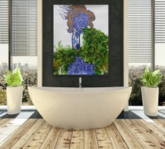 Surrealistisches großes Gemälde, großes Gemälde, Royal College of Art LGBTQ+ Women, Künstlerin, Grün-Blau