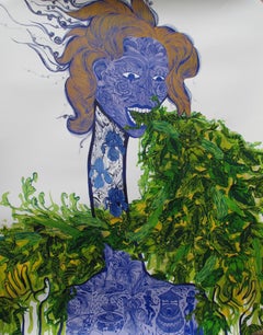  Surrealist Large Painting Royal College of Art LGBTQ+ Women artist Green Blue
