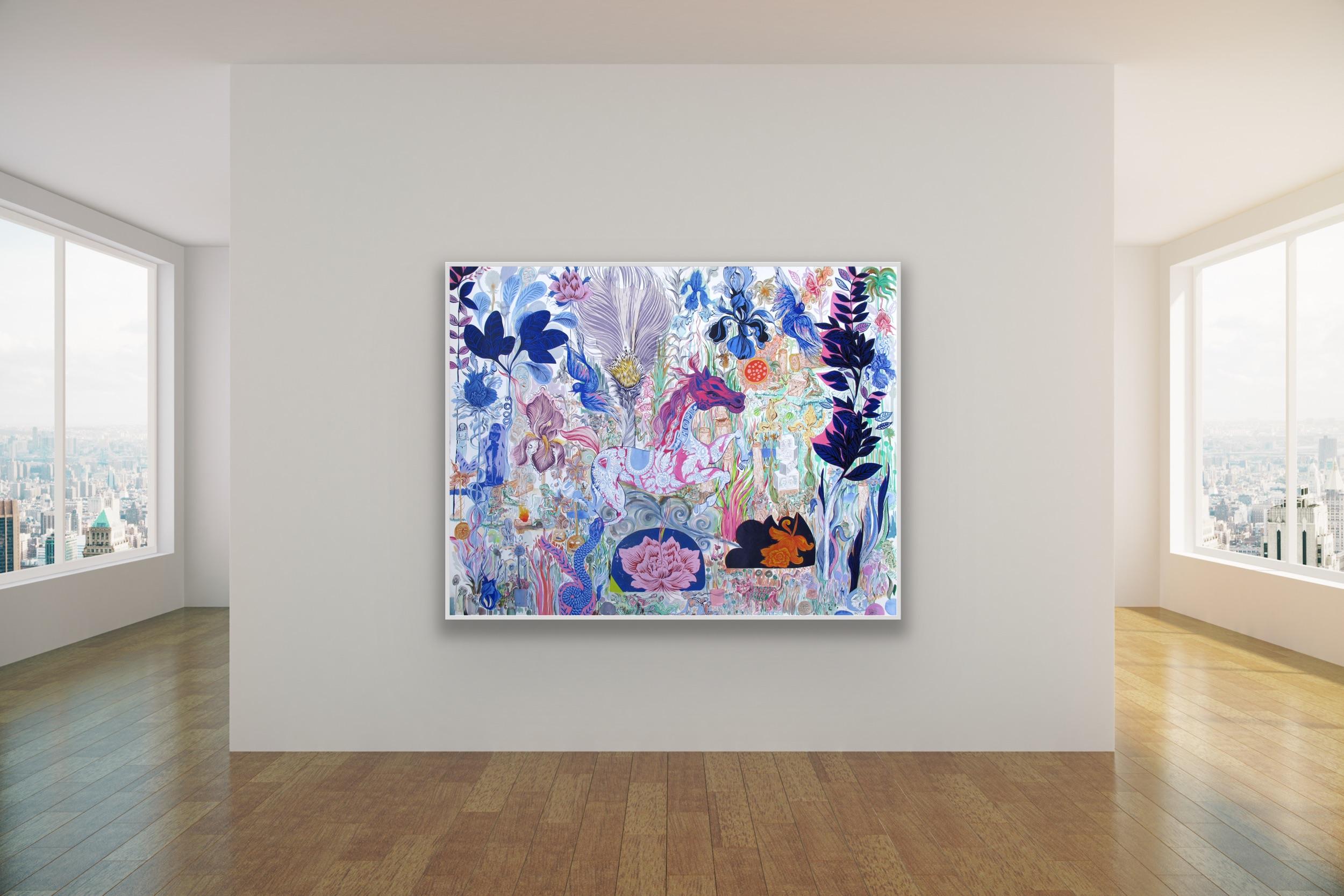  Grand tableau surréaliste Grand Royal College of Art LGBTQ+ Artiste cheval bleu rose en vente 14