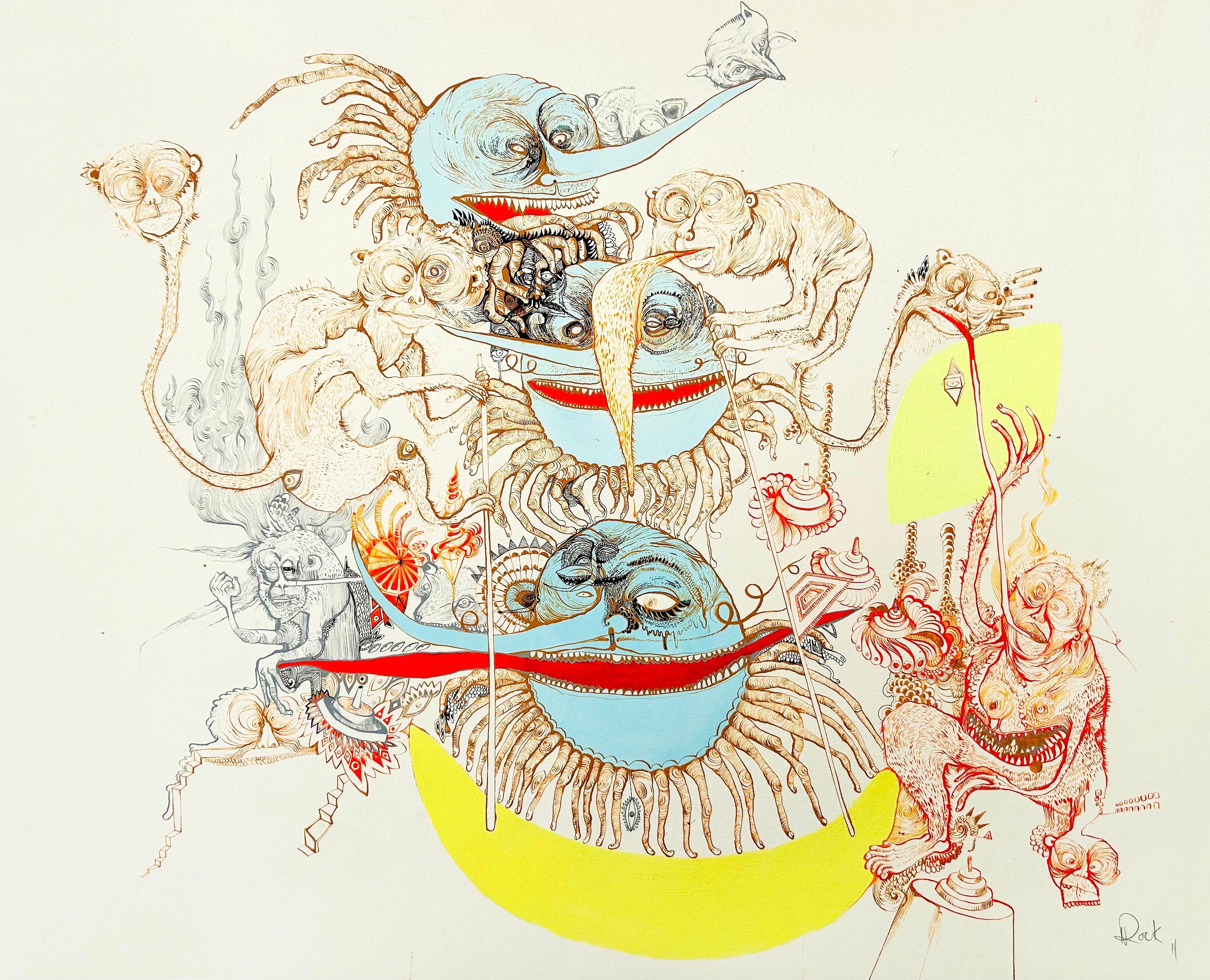 Pintura Surrealista Royal College Art Artista Femenina LGBTQ+ Cabezas de Plátano Azul