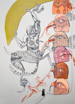 Surrealist Painting Royal College Art LGBTQ+ Female Artist Heads Pink Orange