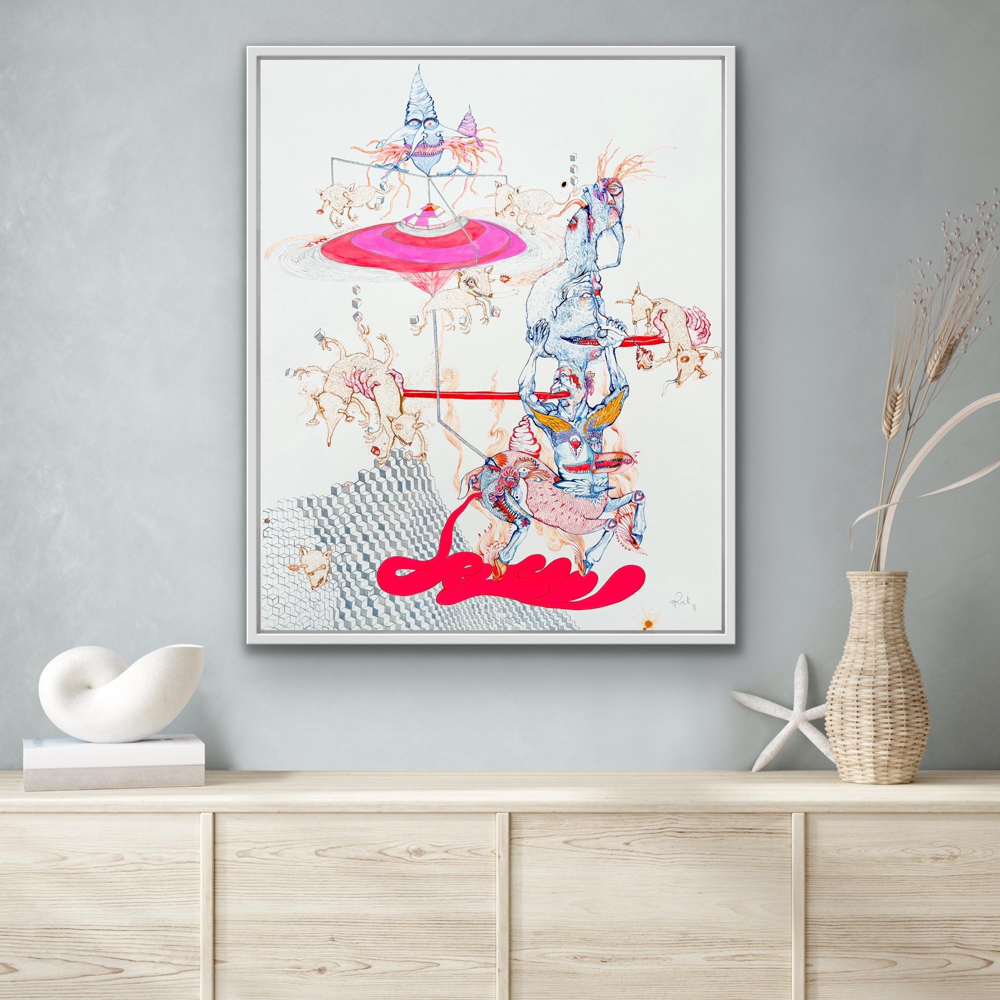 Pintura Surrealista Royal College Art LGBTQ+ Mujer Artista Rueda Caballo Rojo Azul 13
