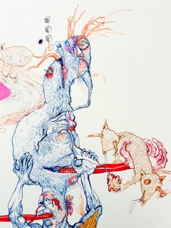 Surrealist Painting Royal College Art LGBTQ+ Female Artist Wheel Red Blue Horse