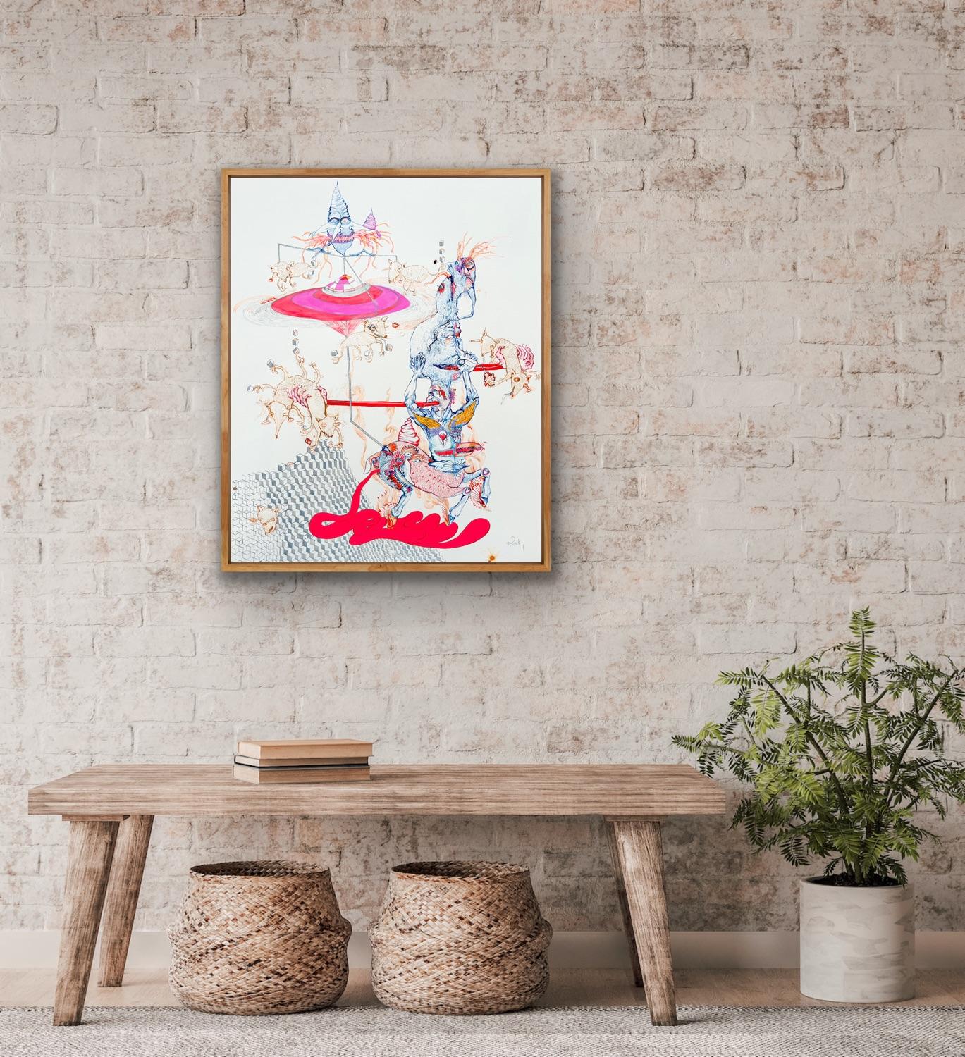 Pintura Surrealista Royal College Art LGBTQ+ Mujer Artista Rueda Caballo Rojo Azul 18