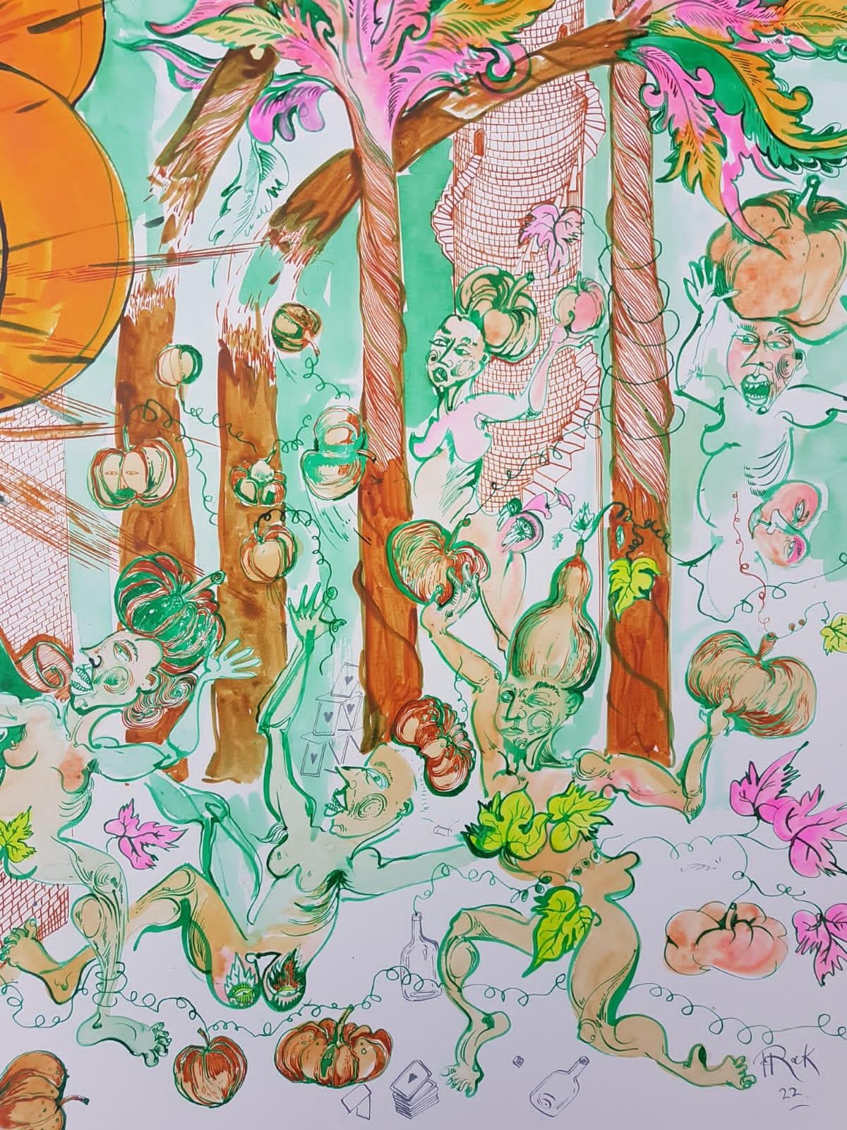 Pittura surrealista Royal College of Art LGBTQ+ Donna artista Zucca Rosa Arancione 1