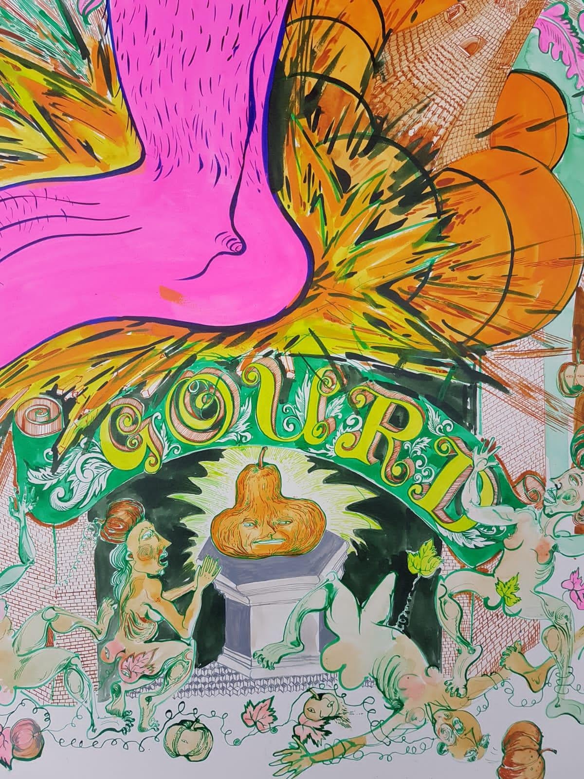 Surrealist Painting Royal College of Art LGBTQ+ Women artist Pumpkin Pink Orange 2
