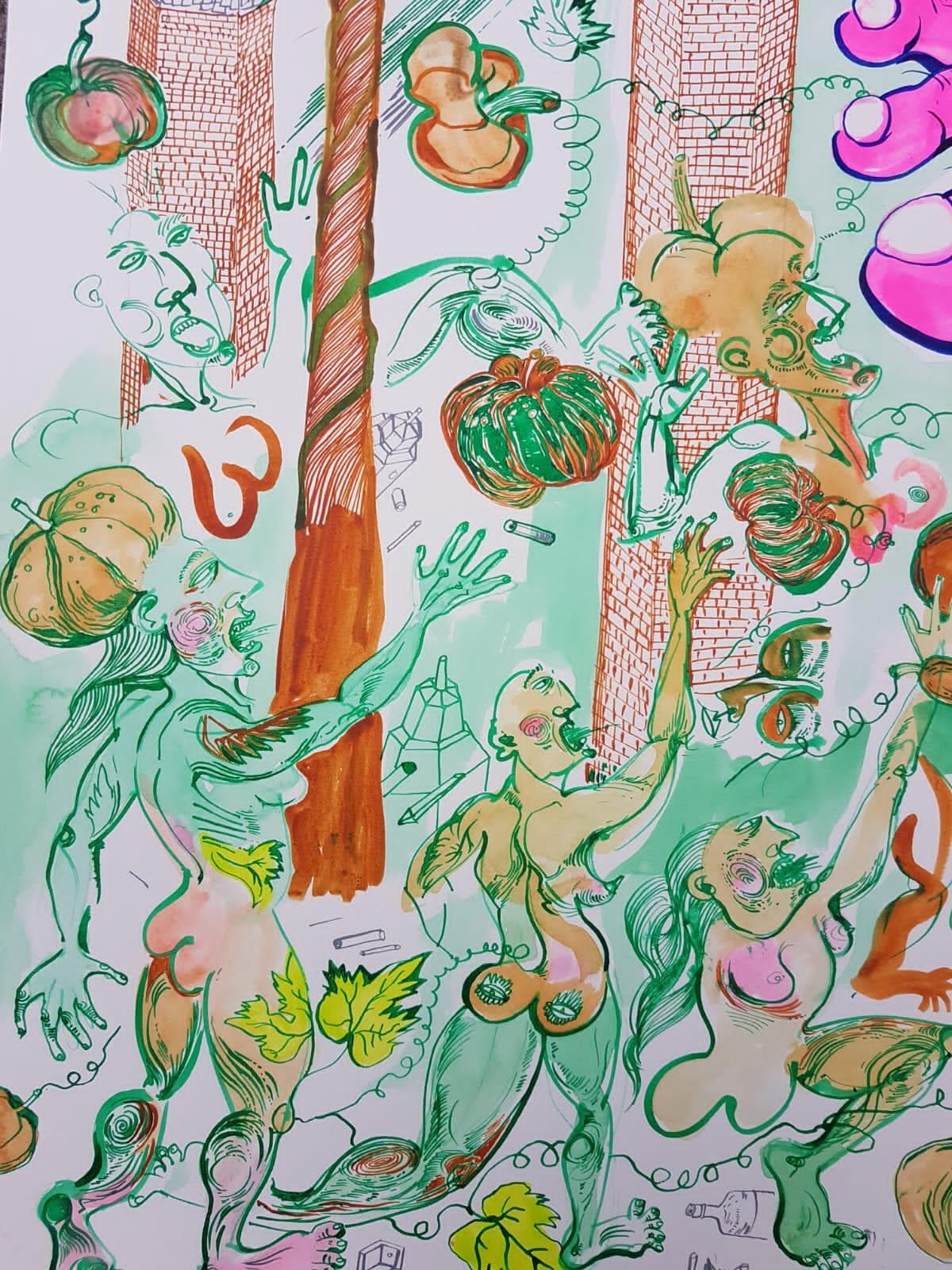 Pittura surrealista Royal College of Art LGBTQ+ Donna artista Zucca Rosa Arancione 6