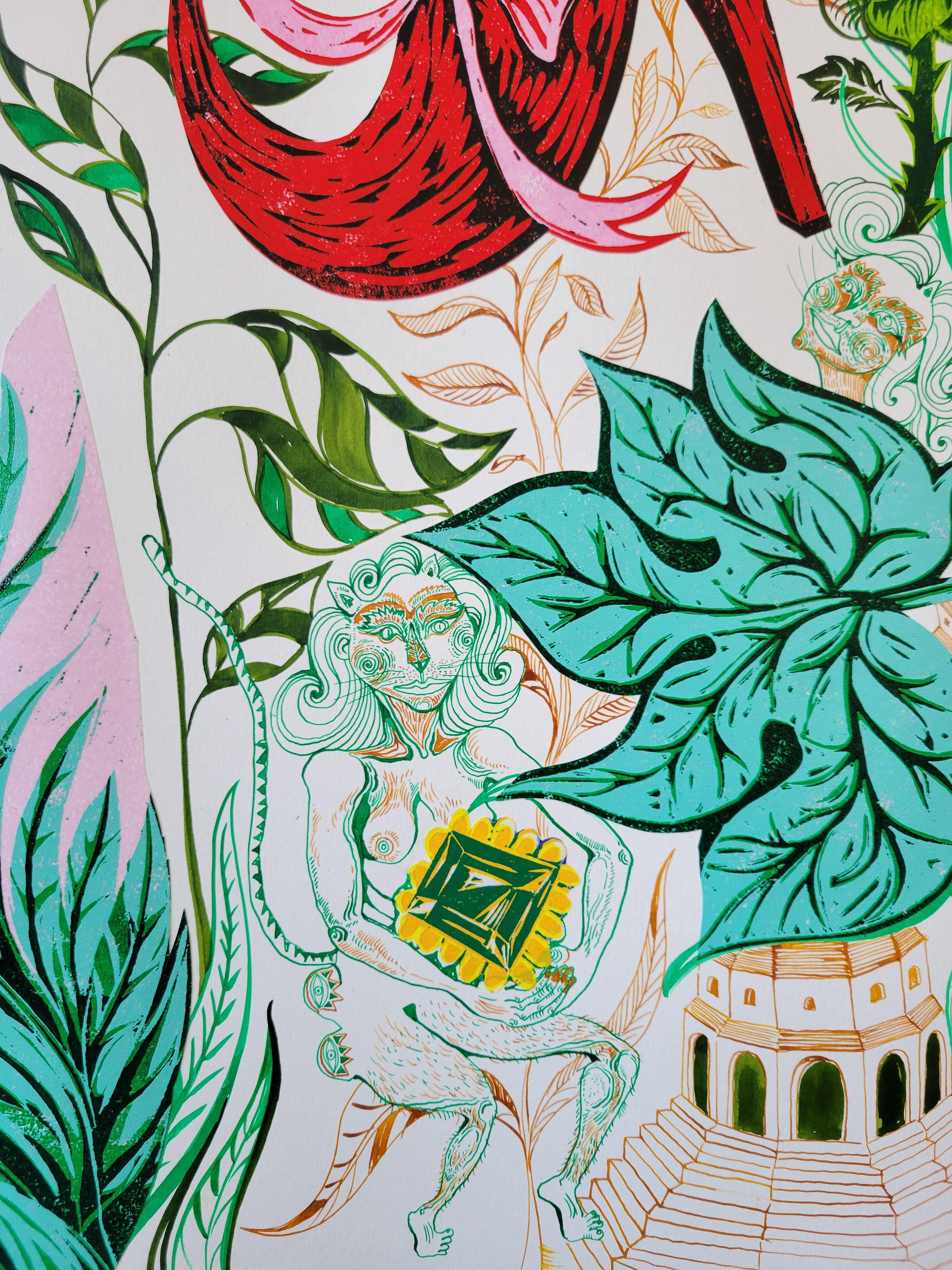 Stampa surrealista su legno Royal College of Art LGBTQ+ Donna Scarpe magiche rosse in vendita 10