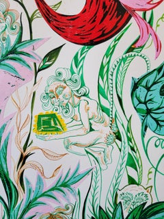 Surrealist Woodblock Print Royal College of Art LGBTQ+ Female Magic Red Shoes