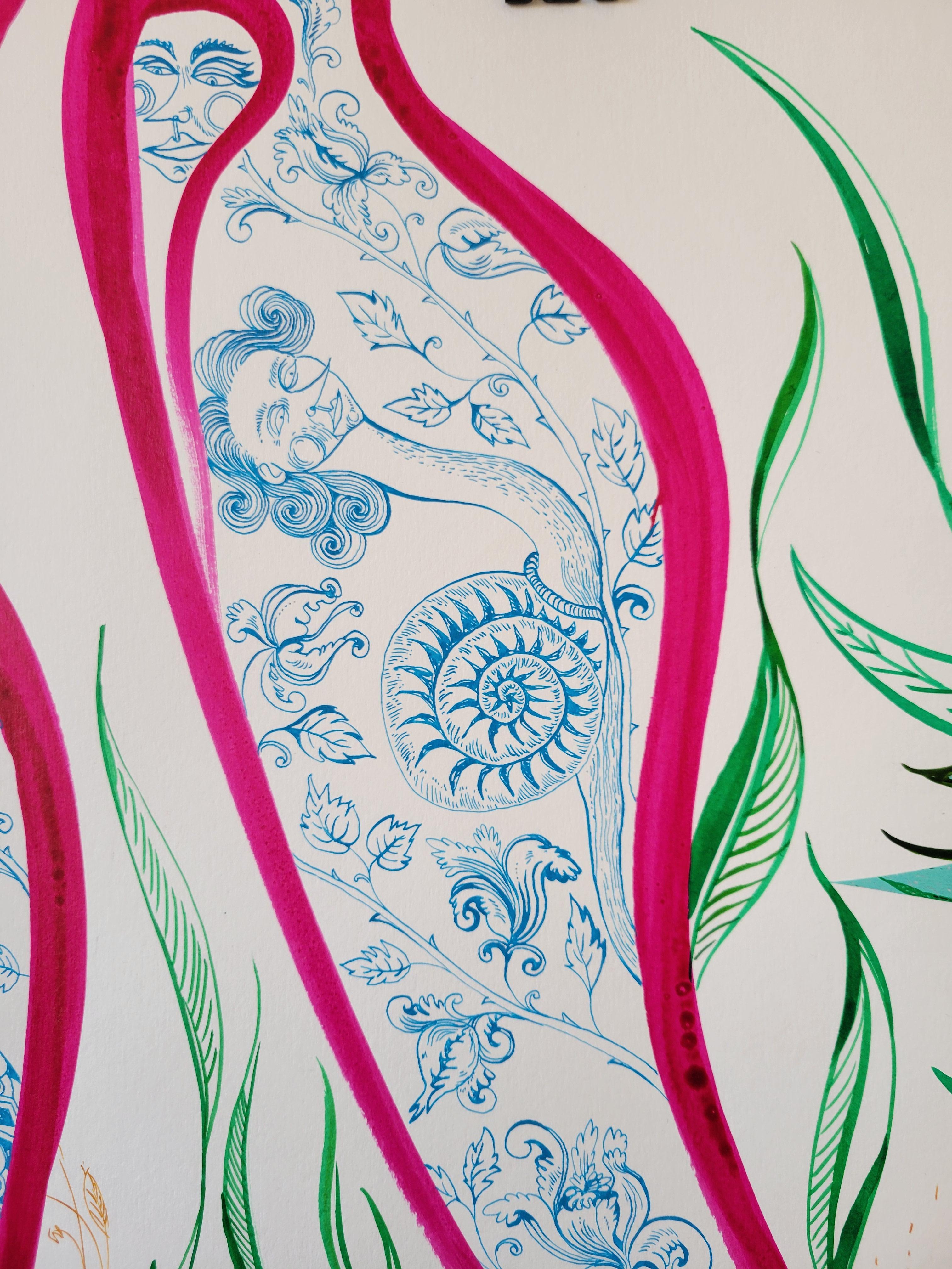 Stampa surrealista su legno Royal College of Art LGBTQ+ Donna Scarpe magiche rosse - Print Surrealismo di Isabel Rock