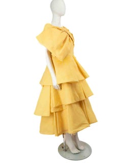 Isabel Sanchis Yellow Oversized Bow Accent Dress Size XXL