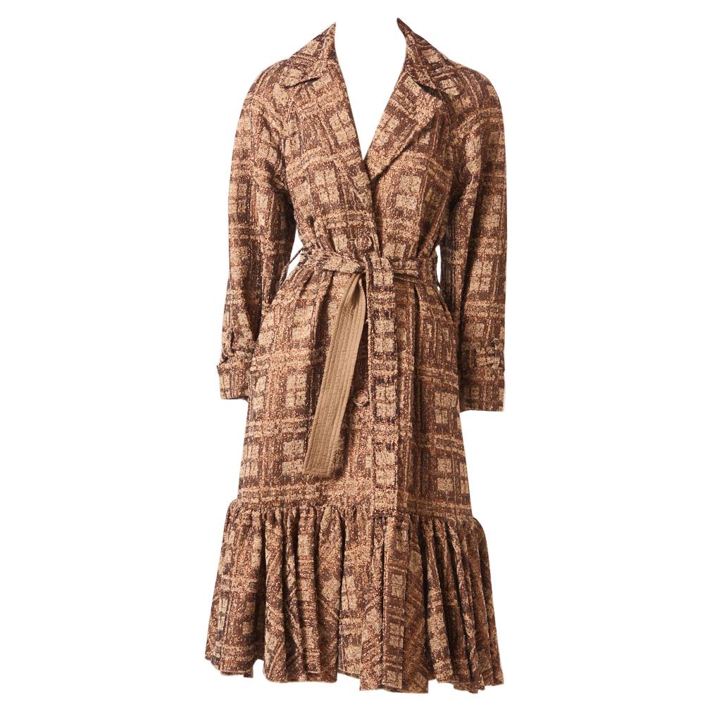 Isabel Toledo Patterned Bronze with Copper Accents Belted Coat