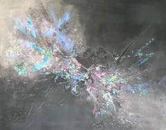 Abstract Expressionist Mixed Media Painting in Gold and Charcoal - Isabel Turban