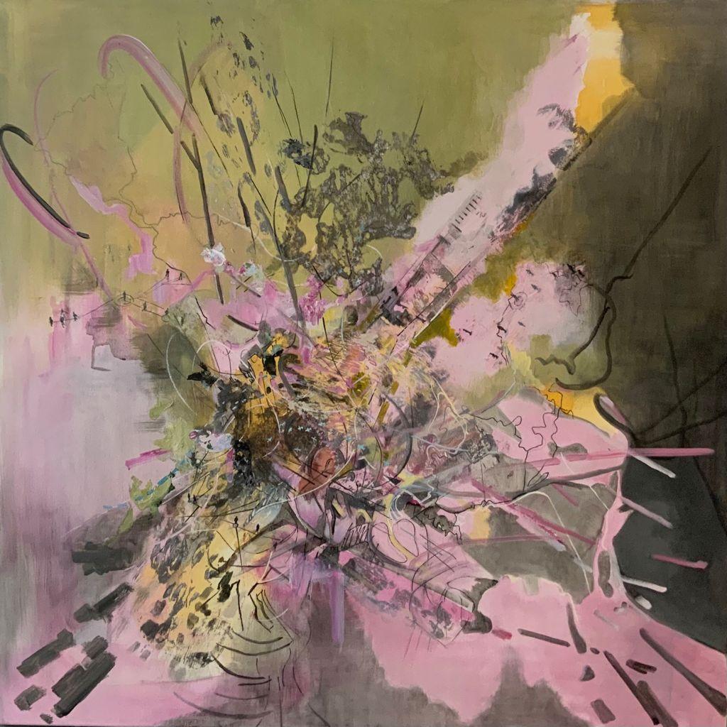 
Isabel Turbán layers paintings with transfers, acrylic, charcoal, and other mixed media onto canvas or paper. Her abstract paintings manifest memory, cultural experience, and political history. Turbán’s collection of maps, gathered from various