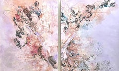 (Diptychon) Zeitgenössische abstrakte Pastell-Mischtechnik von Isabel Turban