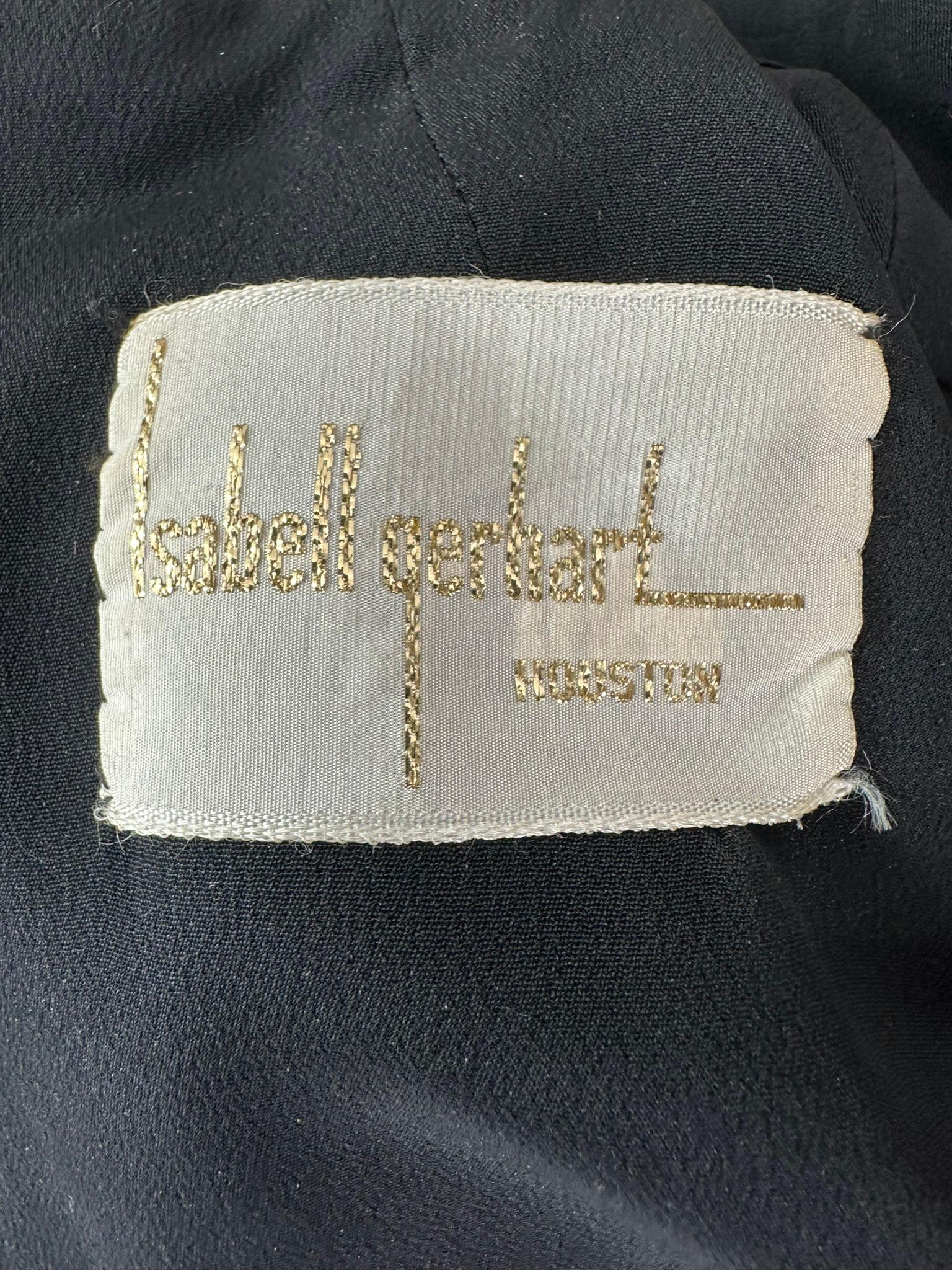 Isabell Gerhart Schwarz Seide Kristall Strass Gold Perlen Abendkleid 1970s im Angebot 16