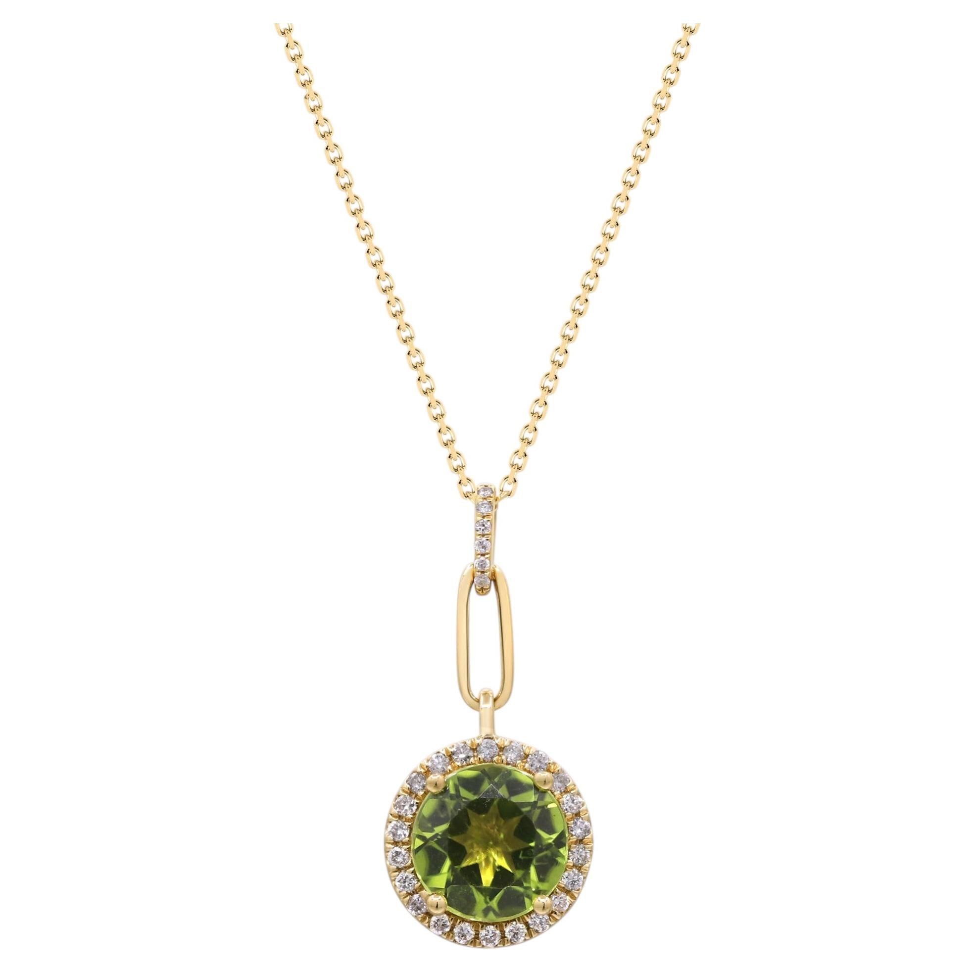 Ciondolo Isabella in oro giallo 14K con peridoto taglio rotondo
