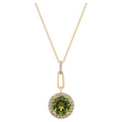 Isabella 14K Yellow Gold Round-Cut Peridot Pendant