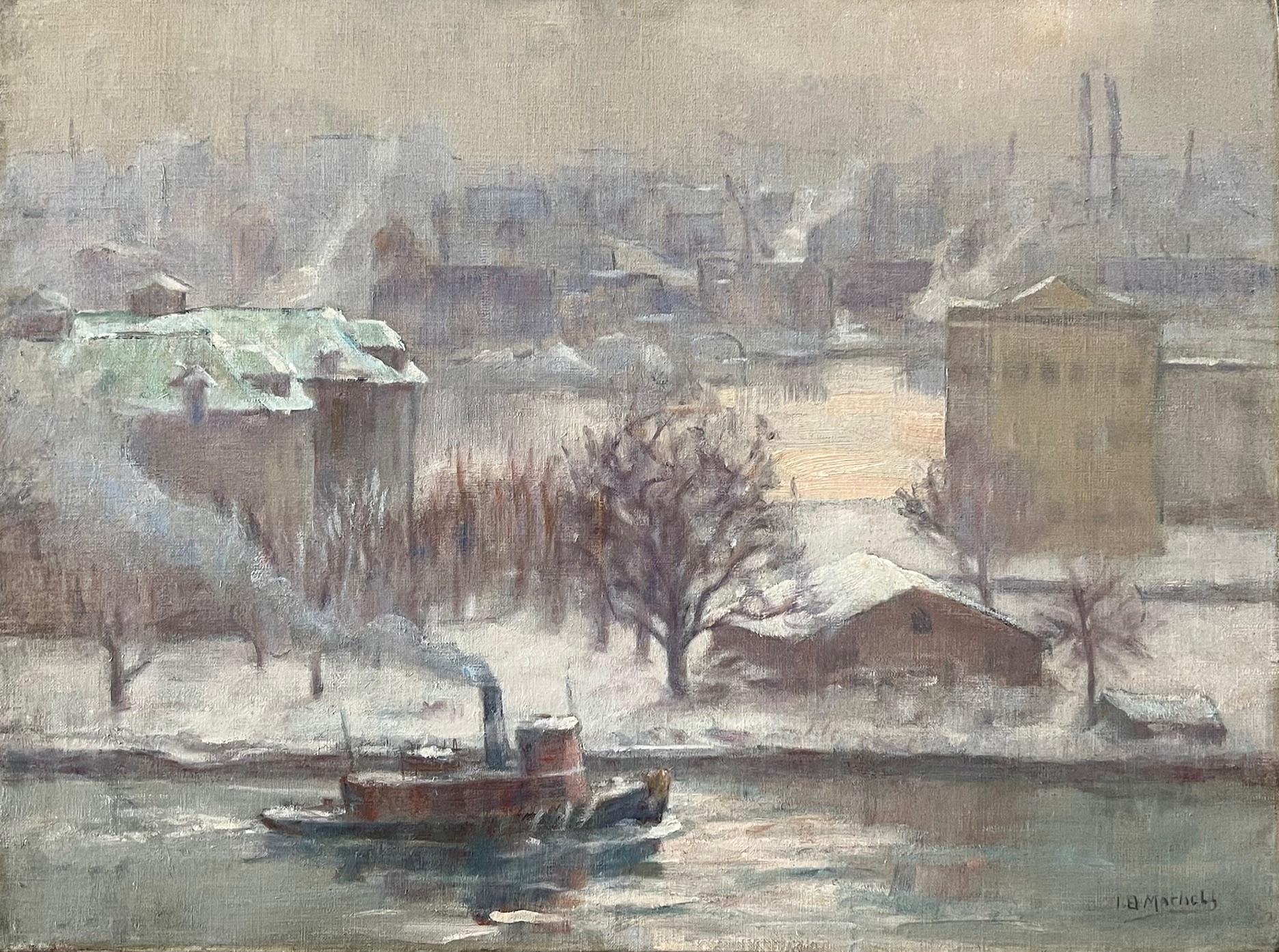 Landscape Painting di Isabella Banks Markell - East River (Unititled)