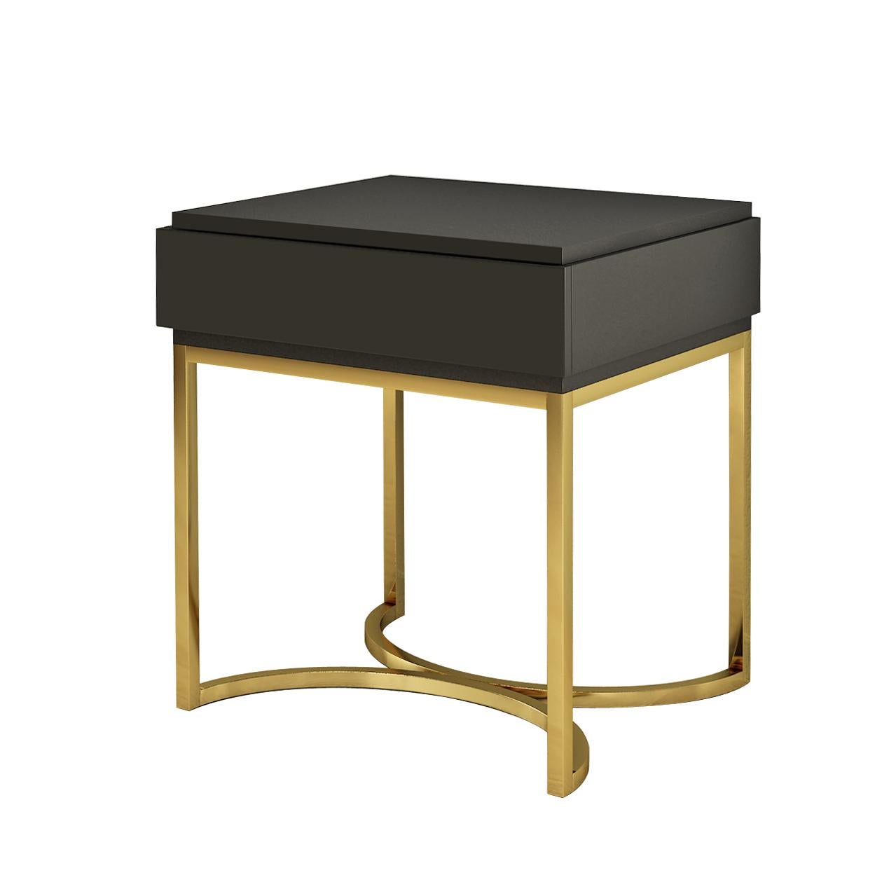 Modern Isabella Costantini, Italy, Damiano Nightstand with Brushed Brass Base For Sale