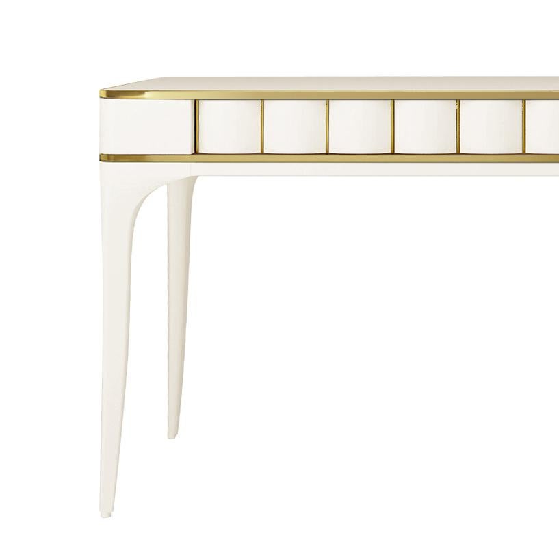 Italian Isabella Costantini, Italy, Duilio Desk with Polished Brass For Sale