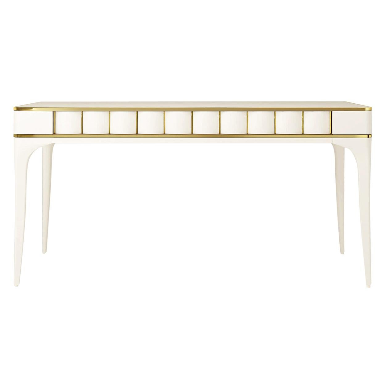 Isabella Costantini, Italy, Duilio Desk with Polished Brass For Sale