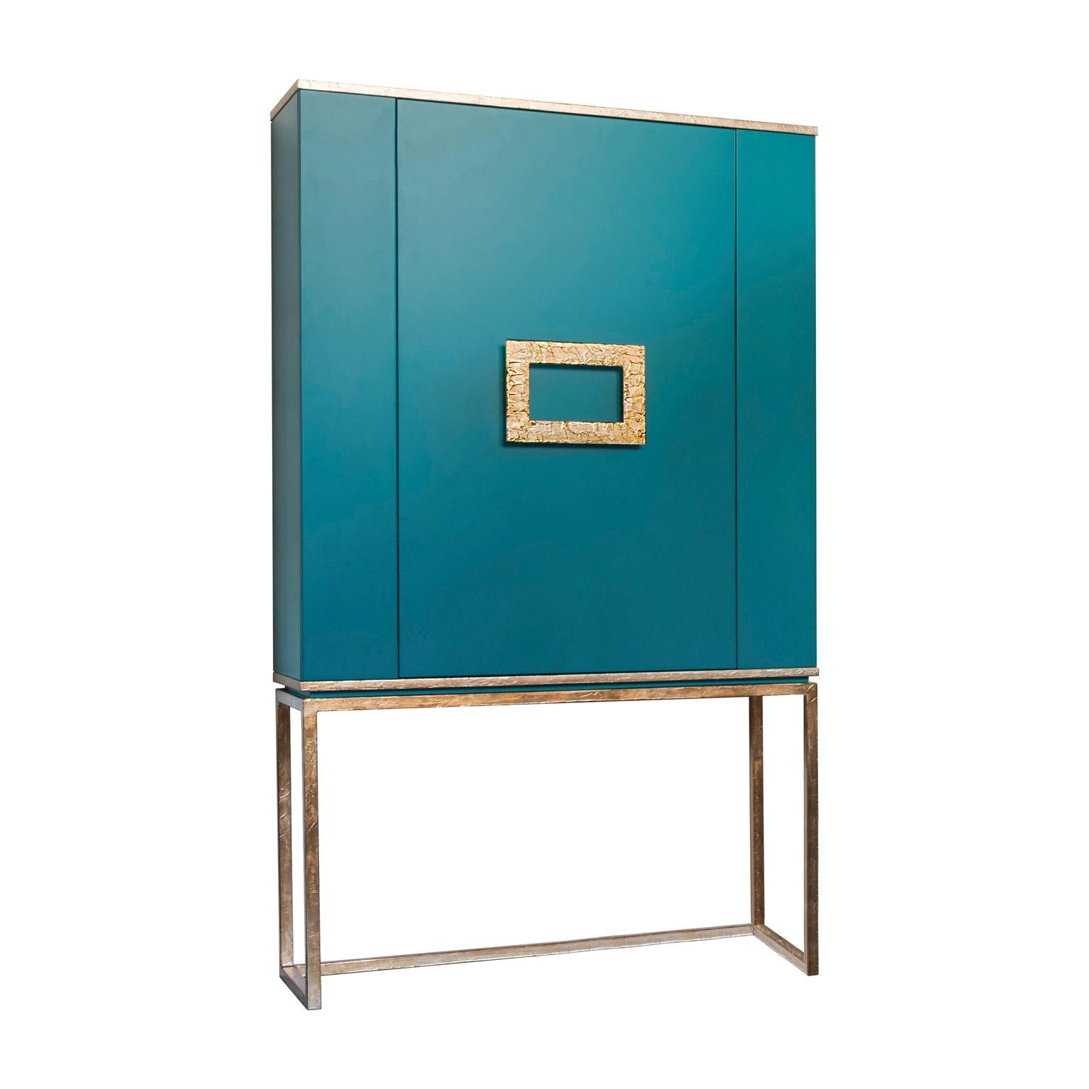 Isabella Costantini, Italy, Marion Drink Cabinet, Turquoise and Bronze Leaf
