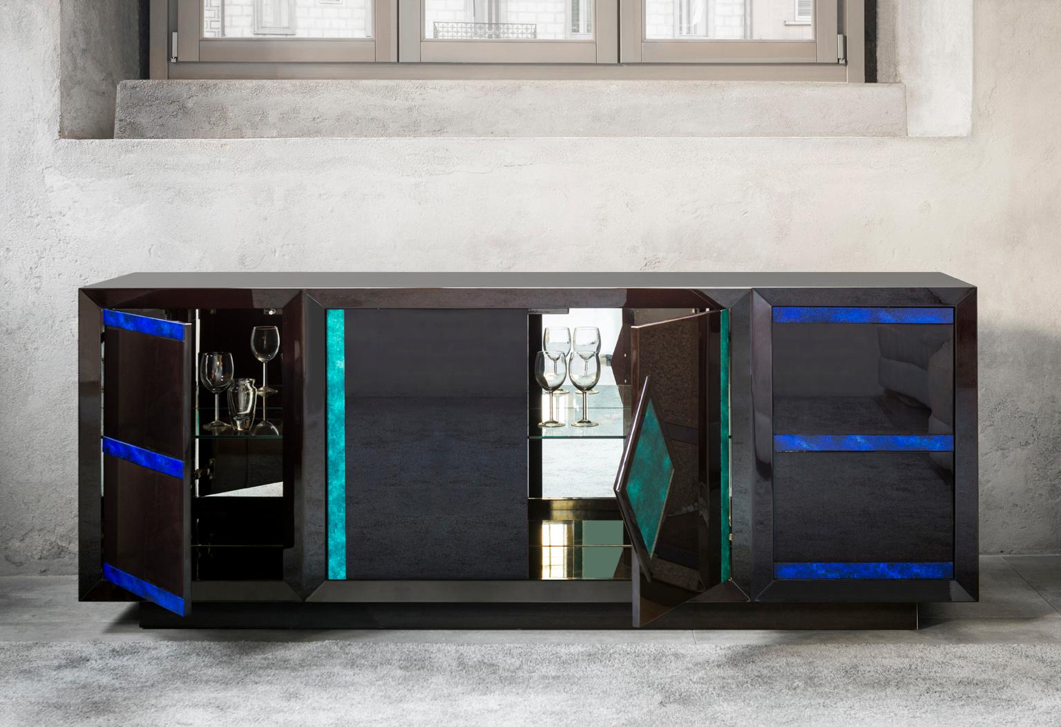 Placage Isabella Costantini:: Italie:: buffet Nine W210 Base de plinthe en vente