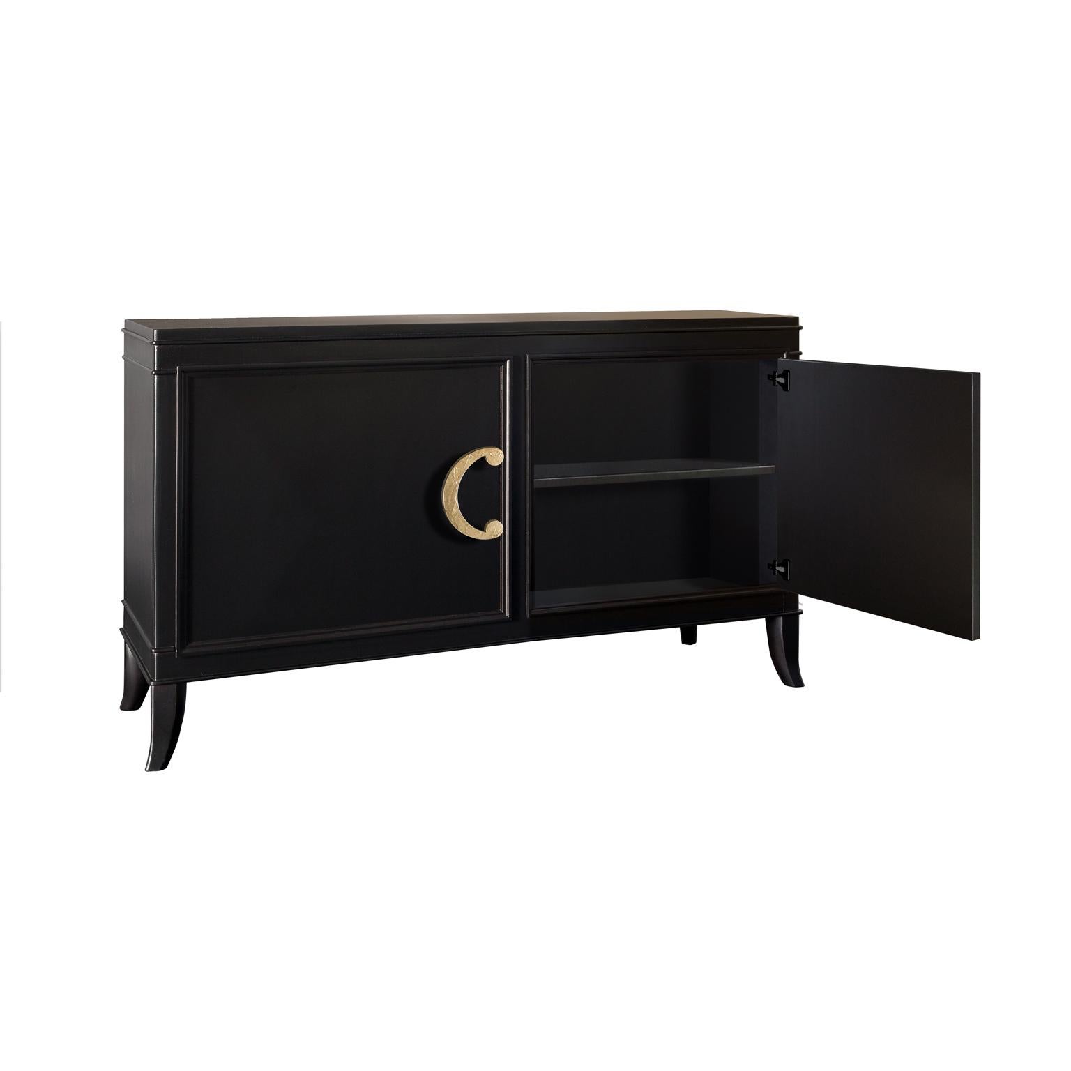 black sideboard gold handles