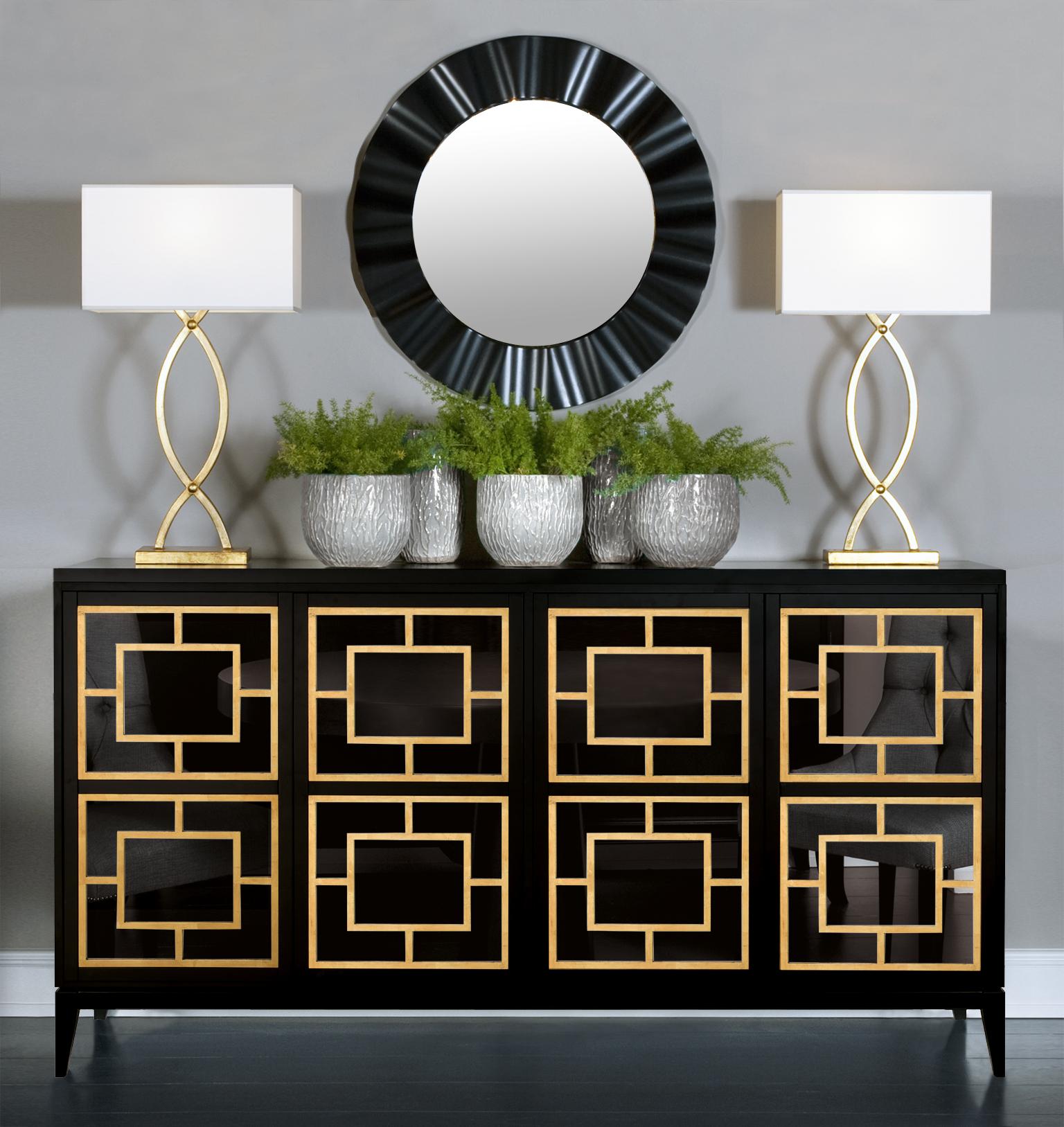 Italian Isabella Costantini, Italy, Zoe Sideboard Four Mirrored Doors and Tapered Legs For Sale