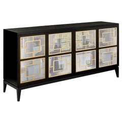 Isabella Costantini, Italy, Zoe Sideboard Four Mirrored Doors and Tapered Legs