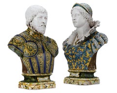 Bustos en mayólica de Isabel de Este y Francisco II Gonzaga, de Angelo