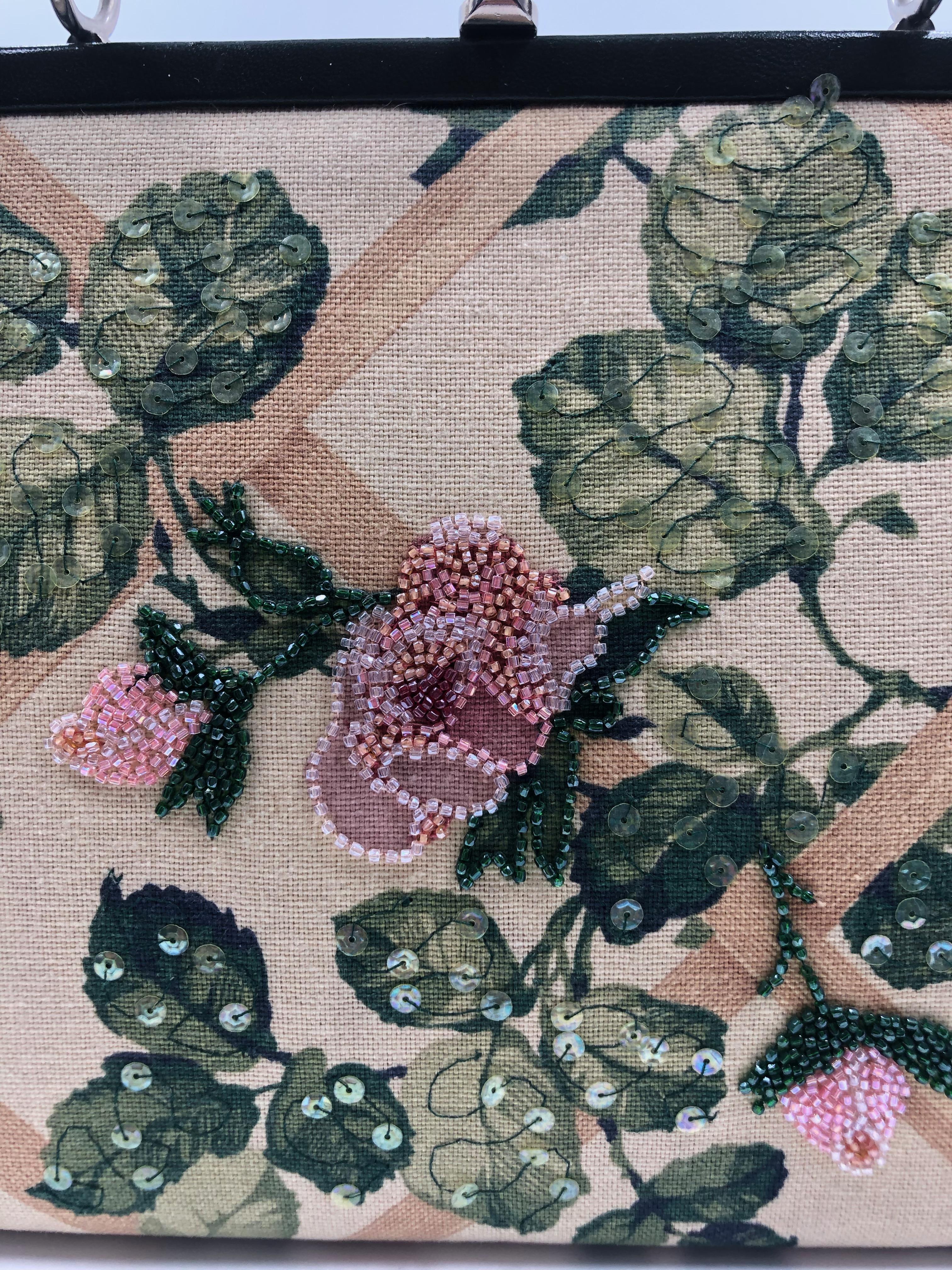 Brown Isabella Fiore Floral Design Fabric Handbag