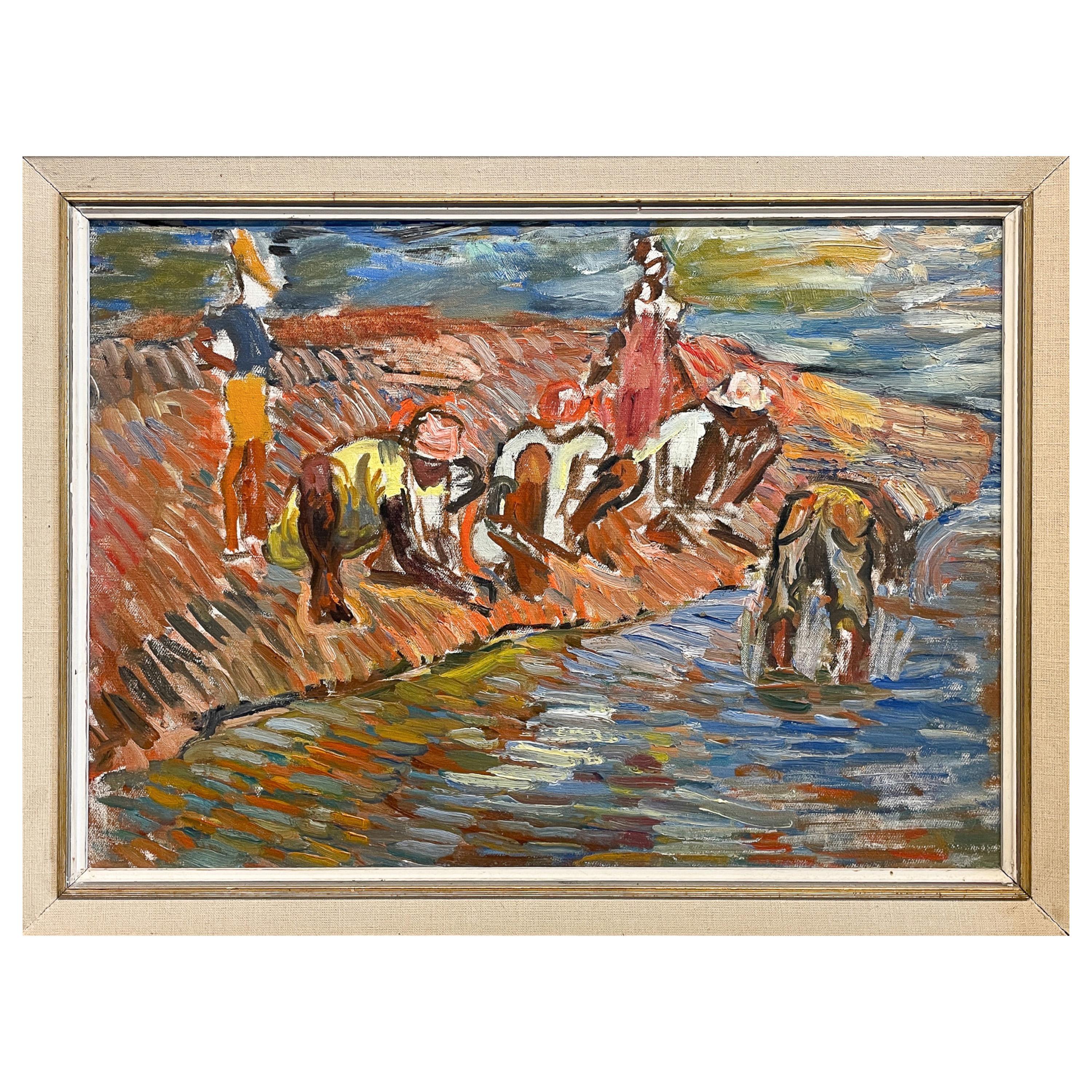 WPA Impressionista Paesaggio Figurativo Pittura ad olio Pannello 