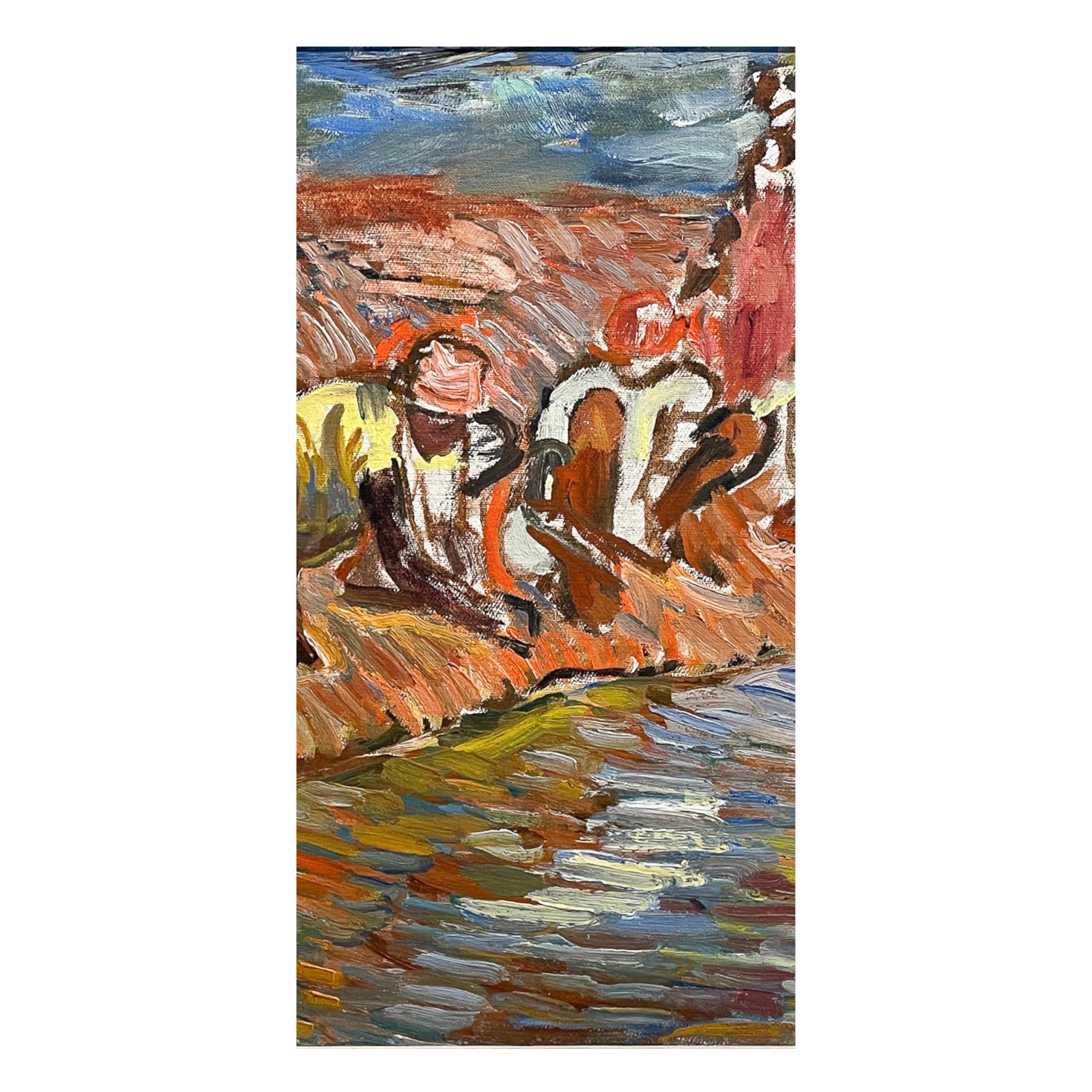 WPA Impressionista Paesaggio Figurativo Pittura ad olio Pannello 