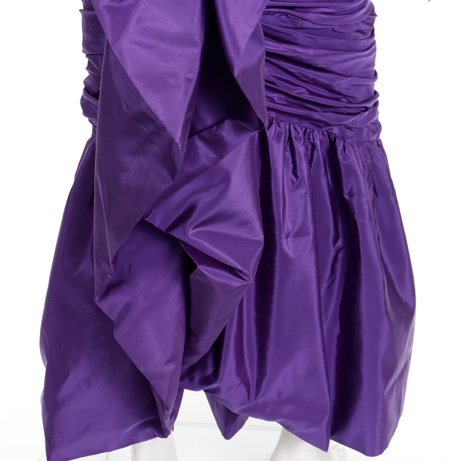 Isabelle Allard 1980s Vintage Dress Ruched Purple Evening Gown For Sale 8