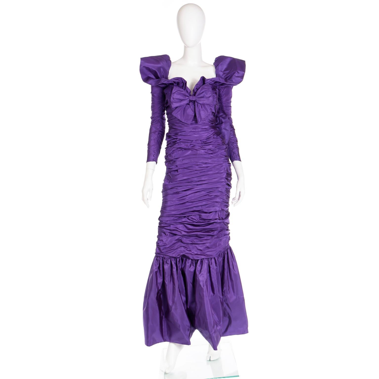 This vintage 1980's Isabelle Allard evening gown is a good example of why we love the 1980's. You just can't find the details and quality anymore and this gorgeous purple dress is stunning! Purchased at Henri Bendel in the 80's, this  purple taffeta