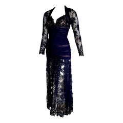 Isabelle ALLARD Paris "New" Couture Skirt Lace Blue Silk Cotton Dress - Unworn