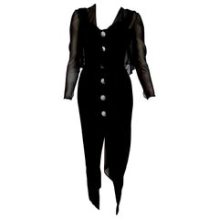 Isabelle ALLARD Paris "New" Couture Swarovski buttons Silk Wool Dress - Unworn
