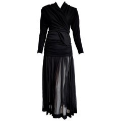 Isabelle ALLARD Paris "New" High Wool Waistband Chiffon Skirt Black Dress-Unworn