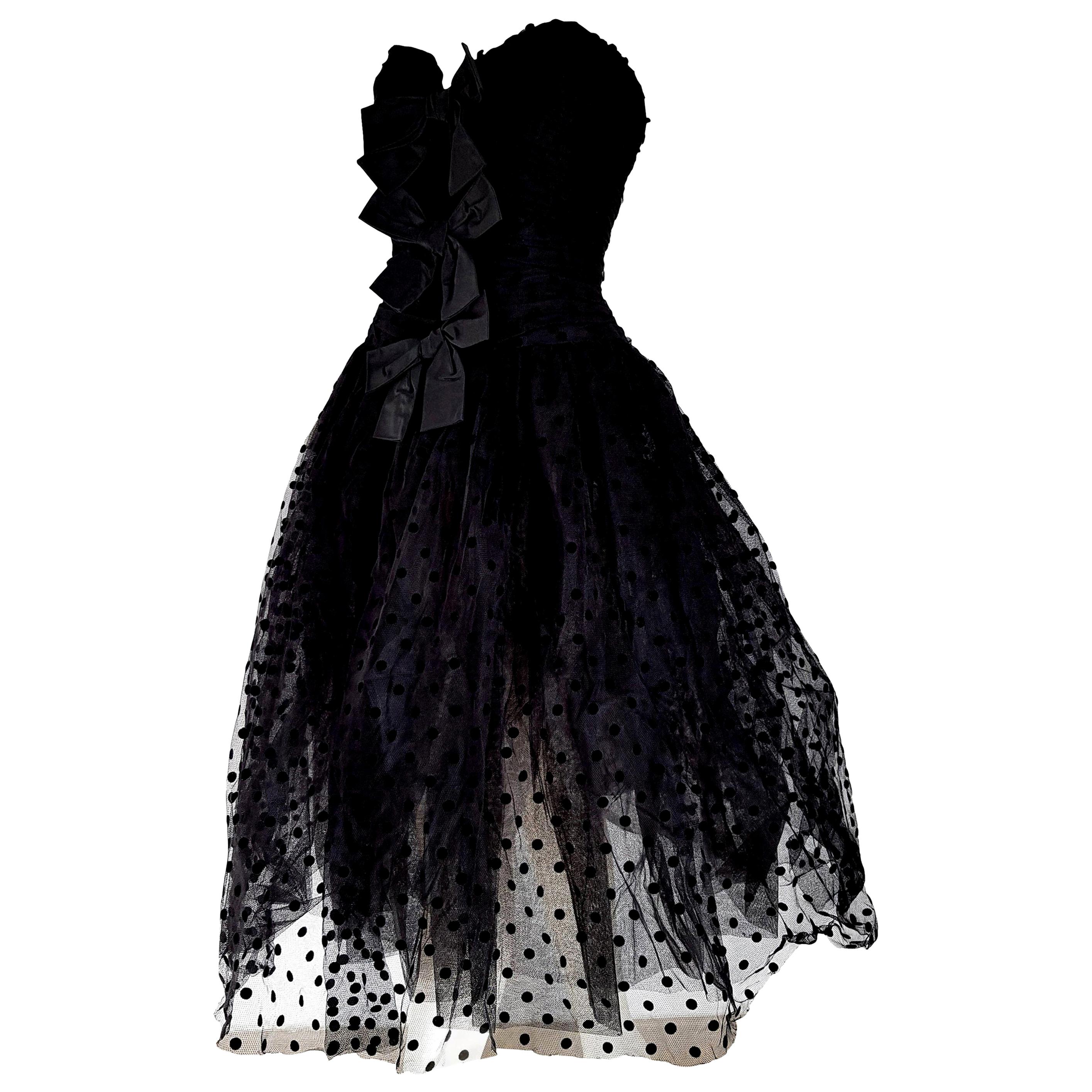 Isabelle ALLARD Paris "New" Polka dots Plumetis fabric Black Dress - Unworn For Sale