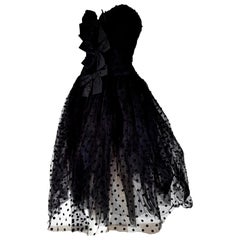 Isabelle ALLARD Paris "New" Polka dots Plumetis fabric Black Dress - Unworn