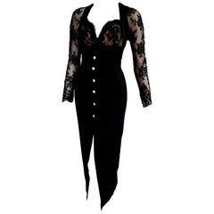 Isabelle ALLARD Paris "New" Sleeves chest lace Silk Wool Black Dress - Unworn  