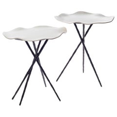 Isabelle Azema Belles de Nuit Table in Enameled Sandstone and Forged Iron