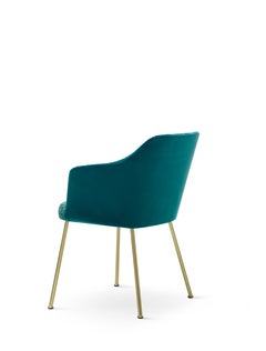 Isabelle Chair in Seventy Green Upholstery with Satin Brass Legs by Saba