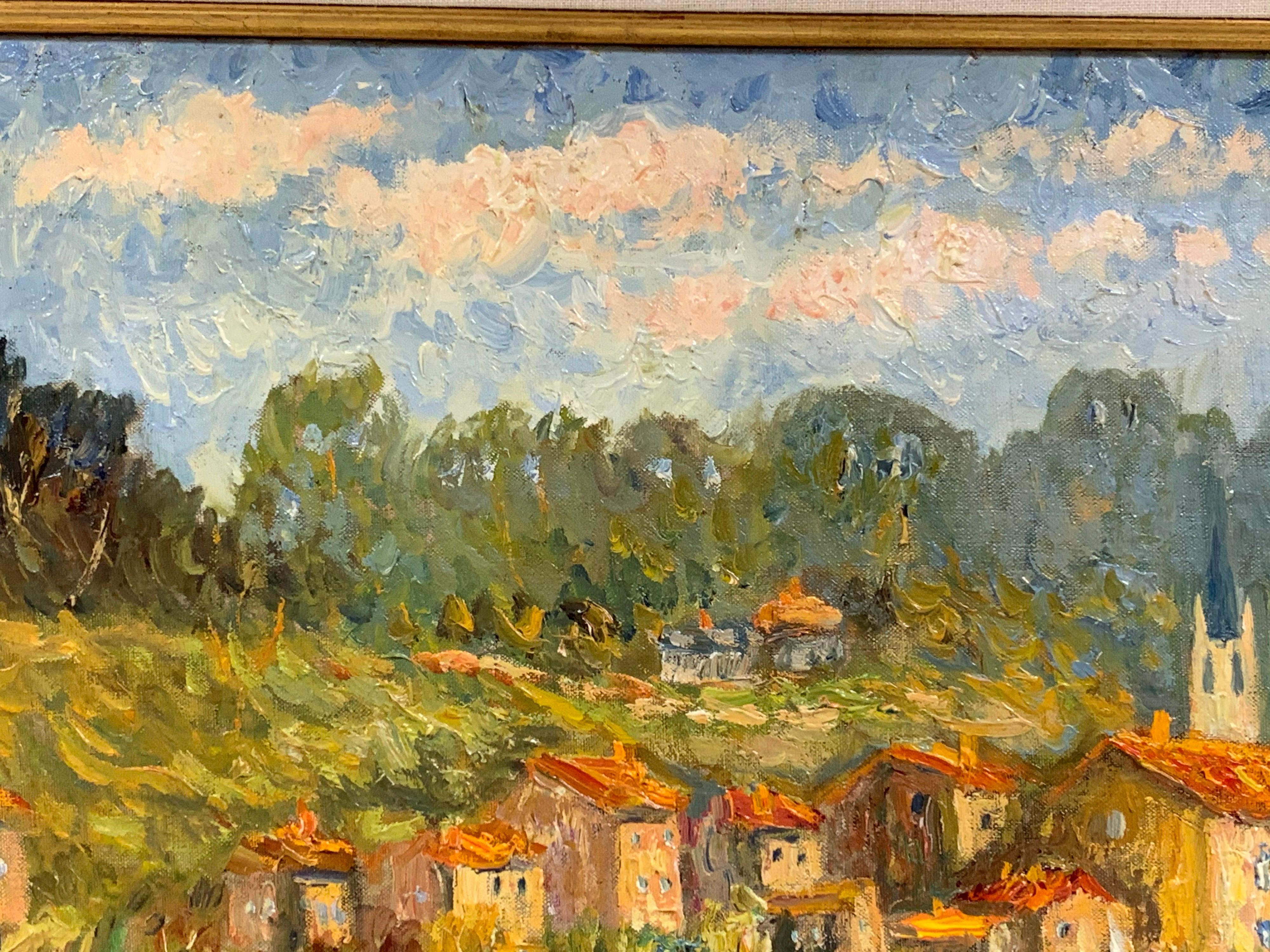 Peinture à l'huile signée Isabelle de Ganay, La Vienne à Saint Leonard de Noblat 6