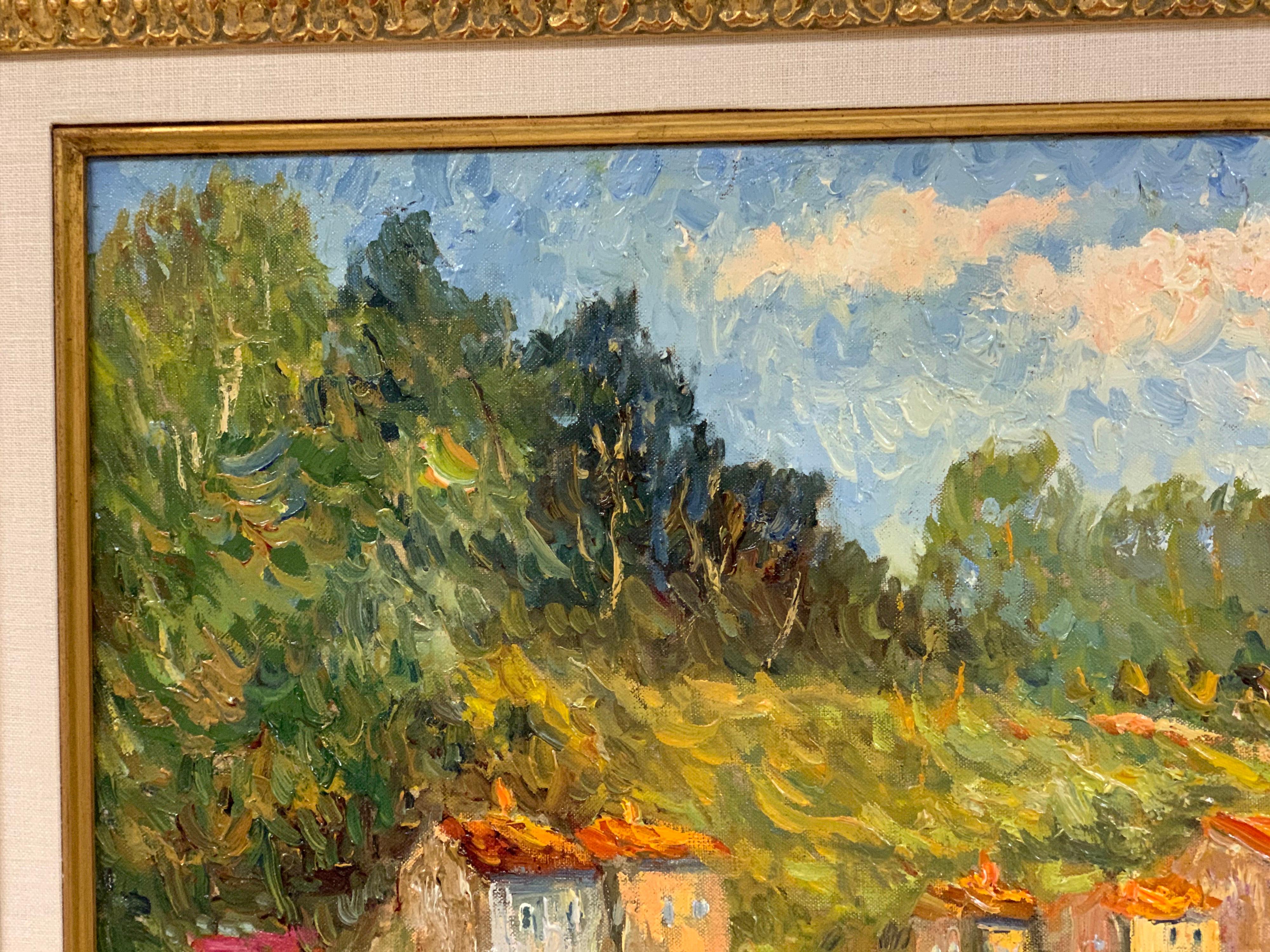 Peinture à l'huile signée Isabelle de Ganay, La Vienne à Saint Leonard de Noblat 7