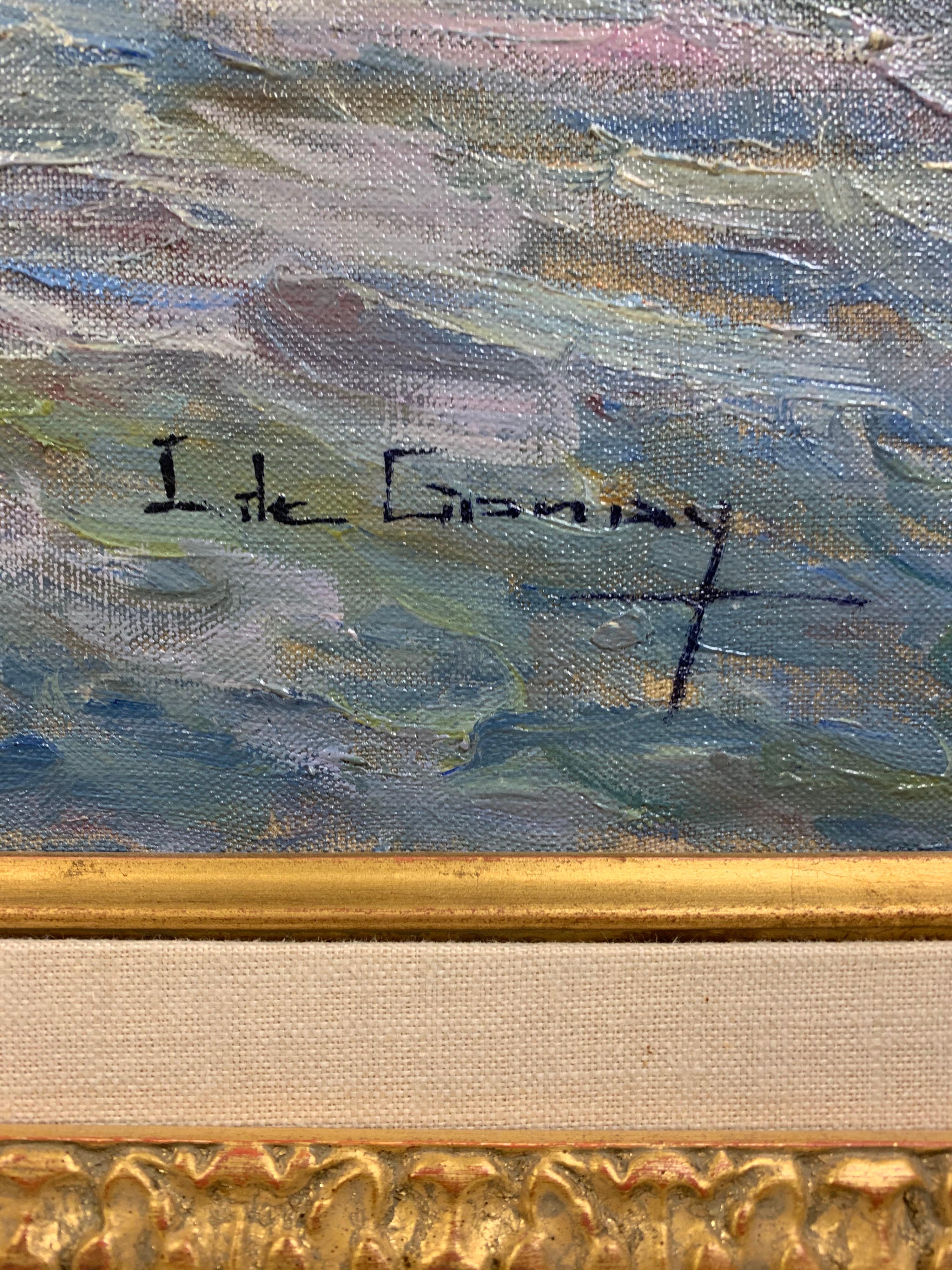 Expressionniste Peinture à l'huile signée Isabelle de Ganay, La Vienne à Saint Leonard de Noblat