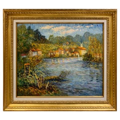 Isabelle de Ganay Signed Oil Painting La Vienne a Saint Leonard de Nobl